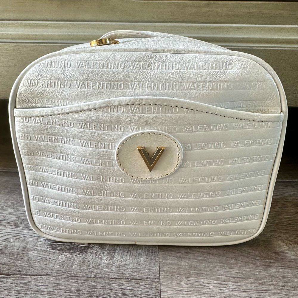 Mario Valentino White Embossed Logo crossbody bag